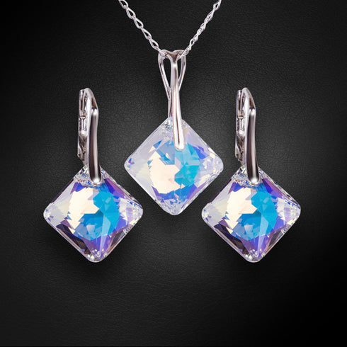 Sudraba komplekts "Mirdzums (Blue Aurore Boreale)" ar Swarovski™ kristāliem
